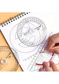 Resim 360 Protractor Cetvel, Şeffaf Matematik, Geometri, Tasarım Ve Sanat Projeleri İçin İdeal-1ad Çok Renkli 