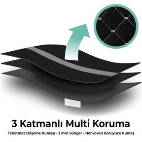 Resim Mavi Baklava Desenli Yumuşak Siyah Kumaş Emniyet Kemer Kılıfı Çift Takım Kmmd-01 