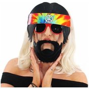 Resim Siyah Saçlı Bandana Tasarımlı Hippi Parti Gözlüğü 26x18 Cm 1 