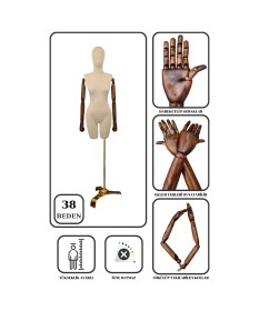 Resim 38 Beden Gold Ayaklı Pantolon Giyebilen Terzi Mankeni Vitrin Mankeni Prova Mankeni 