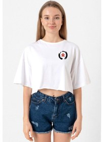 Resim Ghost Of Tsushima Logo Beyaz Kadın Crop Tshirt Beyaz 