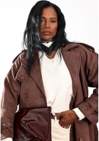 Resim Kahverengi Kruvaze Yaka Süet Kaban 9608 Kahverengi 