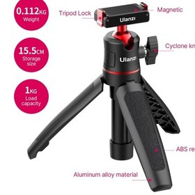Resim Vkemall Ulanzi Mt-50 Djı Action 2 Uyumlu Manyetik Hızlı Montajlı Çift Fonksiyonlu Selfie Çubuğu-tripod Abs+alüminyum 