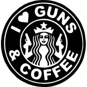 Resim I Love Guns And Coffee Duvar Dekor Sticker 40 x 40 cm 