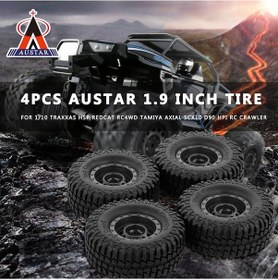 Resim Folinda Austar 1/10 Rc Tekerlekleri 4 Adet, Kauçuk, 100mm Çap, 12mm Hex, Traxxas Axial Scx10 D90 Hpı Jeep Araçları İçin Tırmanma Lastikleri Siyah 