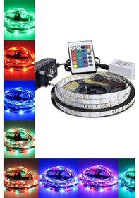 Resim Rgb Şerit Led Seti Adaptör Kumanda Dahil 5m 