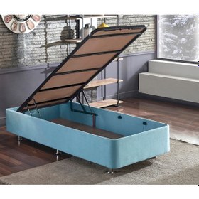 Resim Nironyatak Cozy Baza - 120X200 Cm Tek Kişilik Sandıklı Bebek Mavisi Kumaş Ba 