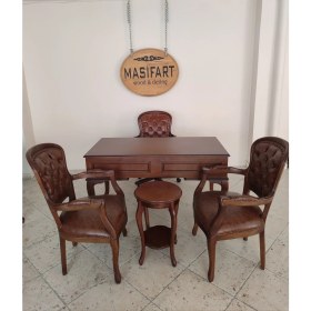Resim Masifart Obre Ahşap Ofis Takımı Çalışma Masası Grubu 5 Parça 