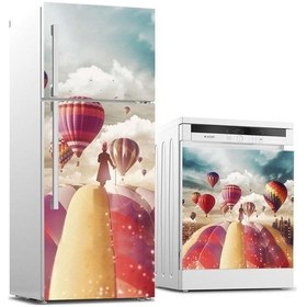 Resim Buzdolabı Ve Bulaşık Makinası Beyaz Eşya Sticker Kaplama Balonlar 