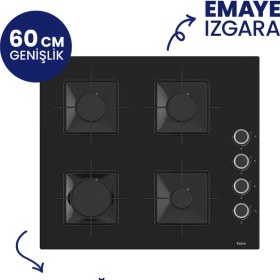 Resim Ferre QBL62CS - SS205 -D086SA 60 cm Siyah Cam Silentart Turbolu Ankastre Set -Yeni 2026 
