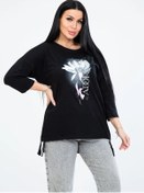 Resim Modelena Lüks Tutan Uzun Tunik Büyük Beden 143396956 Siyah 