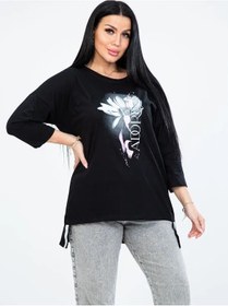 Resim Modelena Lüks Tutan Uzun Tunik Büyük Beden 143396956 Siyah 