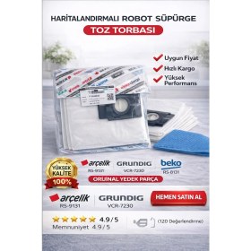 Resim ÖZ BEYAZ EŞYA Grundig -VCR-7230 Robot Süpürge (Toz Torbası 1 Adet ve Mopu 1 Adet) 