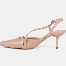 Resim Desa Kadın Ten Slingback Sivri Burunlu Ince Topuklu Deri Stiletto 