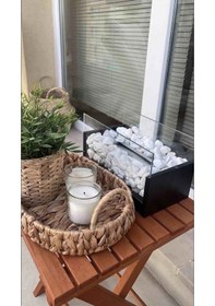 Resim Masa Üstü Şömine Masaüstü Siyah Yk Mobilya Üstü - Yakıt Ve Taş He 