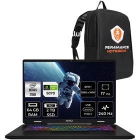 Resim MSI Crosshair 17 HX AI Ultra 9 275HX 64GB 2TB SSD RTX5070/8GB 115W 17" 2K QHD+ 240Hz FDOS Gaming 