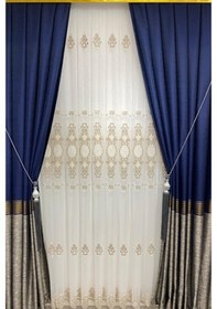 Resim Tt Zemin Nakışlı 1/3 Sık Pile Kırık Beyaz Tül Perde 