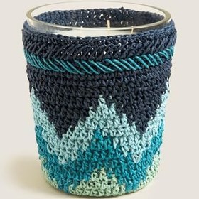 Resim Chakra Boho Coastal Tığ İşi Kokulu Mum 14X17 cm Mavi 
