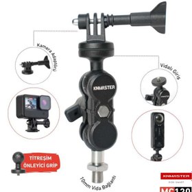 Resim Knmaster MC120 - 360° Ayarlanabilir Motosiklet 10mm Vida Bağlantılı Aksiyon Kamera Aparatı 