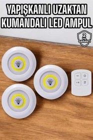 Resim UCUZTEKNO CEYLAN ADAM Mutfak Dolap Altı Işığı Uzaktan Kumandalı Yapışkanlı Kablosuz Pilli 