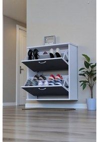 Resim Eliusta Narel Antrasit Renk Kapı Önü Ayakkabılık 72 Cm Genişlik Dış Mekan Asma Ayakkabılık 72 X 78 X 26 Cm Antrasit 