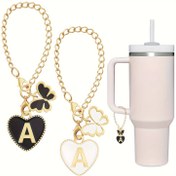 Resim 2 adet Kelebek & Kalp Baş Harfli Takılar, Tumblers için - Çinko Alaşım İsim ID Harf Aksesuarları, Tatil Sezonu, Kadınlar Günü, Sevgililer Günü, Şükran Günü, Anneler Günü için Mükemmel 