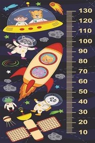 Resim Pelangi Boy Ölçme Cetvelli Halı Dijital Baskı Yıkanabilir Kaymaz Taban Çocuk Odası Halısı, Lacivert 80 x 150 