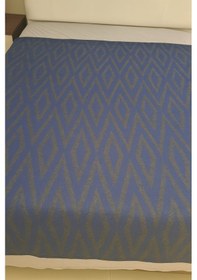 Resim %90 Saf Yün Battaniye Tek Kişilik -doğal Saf Yün - Doğal Desenli Yün Battaniye - Wool Kahverengi - Mavi 