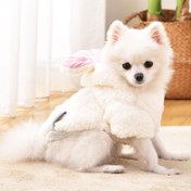 Resim Sevimli Tavşan Kulaklı Evcil Hayvan Hoodie - Kış Kedi Ceketi ve Köpek Giyim 