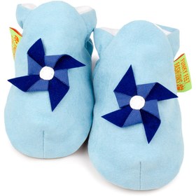 Resim Funky Feet 0-6ay Beden, 10,5cm Topuktan Parmak Ucuna, Pinwheel Aqua Hakiki Süet Bebek Patik 