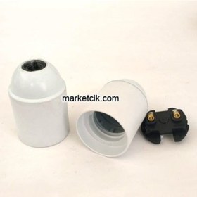 Resim Markecik Beyaz Bakalit E27 Duy Dekoratif Standart Avize Duyu 