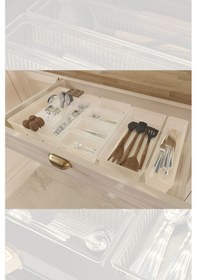 Resim 12 Parça Modüler Kaşıklık Seti - Ayarlanabilir Mutfak Çekmece İçi Düzenleyici Organizer Şeffaf 