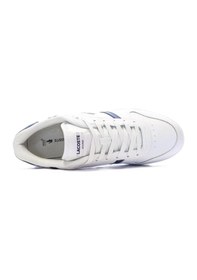 Resim Lacoste T-clip Leather Mens Sneaker Hakiki Deri Günlük Spor Ayakkabı Beyaz Mavi Beyaz 