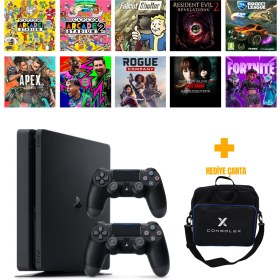 Resim Sony PlayStation 4 Slim 500GB + 10 Dijital Oyun + Çift Kol + ConsoleX Çanta (Yenilenmiş) 