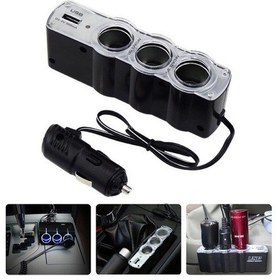 Resim 3 Port + 1 USB Oto Araç Çakmaklık Çoğaltıcı Çoklayıcı 