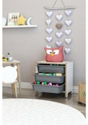 Resim 3 Sepetli Çok Amaçlı Oyuncak Dolabı Mdf Gri Gri 