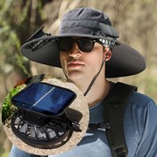Resim Yazlık Erkek ve Kadınlar için Geniş Kenarlı Güneş Şapkası, 2 Solar Fanlı, 6-9 Saat Pil Ömrü, 800mAh (mAh) Güçlü Rüzgar Gücü, Balık Tutma ve Yürüyüş İçin Unisex Kova Şapka, Dahili Fanlı Kamp Kepi 