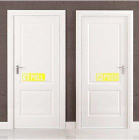 Resim cnpromosyon Pull-push Yazılı Dekoratif Kapı Sticker, Çıkartma Sarı 