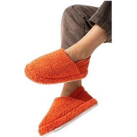 Resim Kadın Lastikli Kaymaz Taban Peluş Havlu Kumaş Ev Ayakkabısı Panduf Turuncu-turuncu Turuncu 