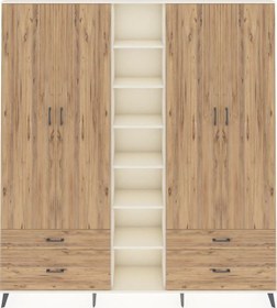 Resim Arges Dolap 12 Raflı 4 Çekmeceli 2 Askılı 220x30x243 Aytaşı-çam/çam Atlas Çam/atlas Çam 