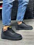 Resim KN Fashion Mp226 St Bağcıklı Triko Cilt Detaylı Ortopedik Yüksek/kalın Taban Erkek Sneaker Siyah 