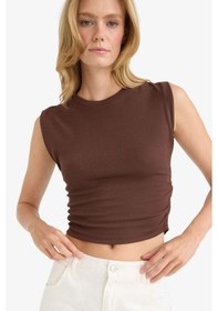 Resim Defacto Slim Fit Dar Kesim Bisiklet Yaka Ribana Kolsuz Bluz F4422ax25aubn167 Kahve-bn167 
