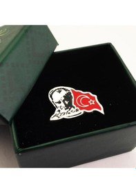 Resim Atatürk Bayrak Yaka Rozeti Krom Kaplama 10 Kasım 29 Ekim Öğretmen 