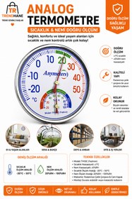 Resim Trendhane Analog Termometre & Higrometre | Sıcaklık ve Nem Ölçer | Duvar ve Masa Tipi - Mekanik Çalışma 