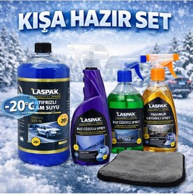 Resim Kışa Hazır Oto Bakım Seti Antifrizli Cam Suyu 1l + Buz Çözücü Sprey + Yağmur Kaydırıcı 