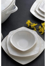 Resim Defne 60 Parça 12 Kişilik Porselen Yemek Takımı Gold 