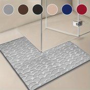 Resim 1 Adet (Premium Kalınlaştırılmış Ultra Yumuşak L Şekilli Çakıl Banyo Paspası, Hızlı Kuruyan, Yıkanabilir, Makinede Yıkanabilir, Hafif ve Rahat Halı, Ev Dekorasyonu İçin Mükemmel, Banyo Aksesuarları, Mutfak Alanı, Çamaşır Odası, Duş Matı) 