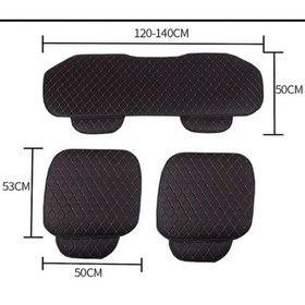 Resim Universal Oto Koltuk Minderi Üçlü Set Lüks Kapitone Siyah Kırmızı 
