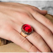 Resim Gümüş Yüzük Ayyıldız Motifli Kehribar Taşlı - Standart 