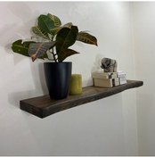 Resim 90 CM Ahşap Duvar Rafı, Kütük Duvar Rafı, Masif Raf Ceviz 